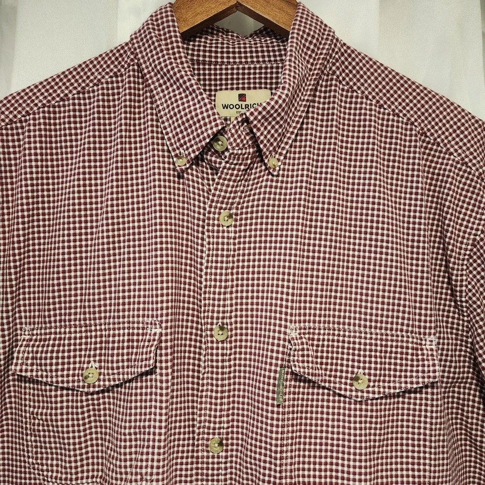 Woolrich Plaid Short Sleeve Button Down Shirt Casual Outdoor Summer Mens M‎